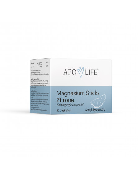 Apolife Magnesium Direkt Sticks Zitrone 40 Stück